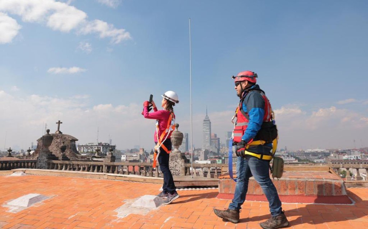 La jefa de Gobierno recorrió las obras en la Catedral / Twitter: @Claudiashein.