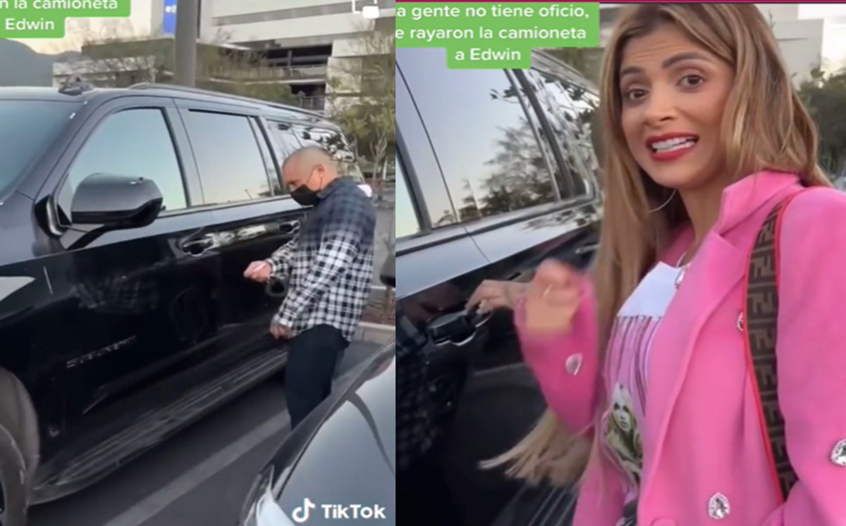 Kimberly Flores mostró su molestia hacia una persona que dañó la camioneta de ella y Edwin Luna.