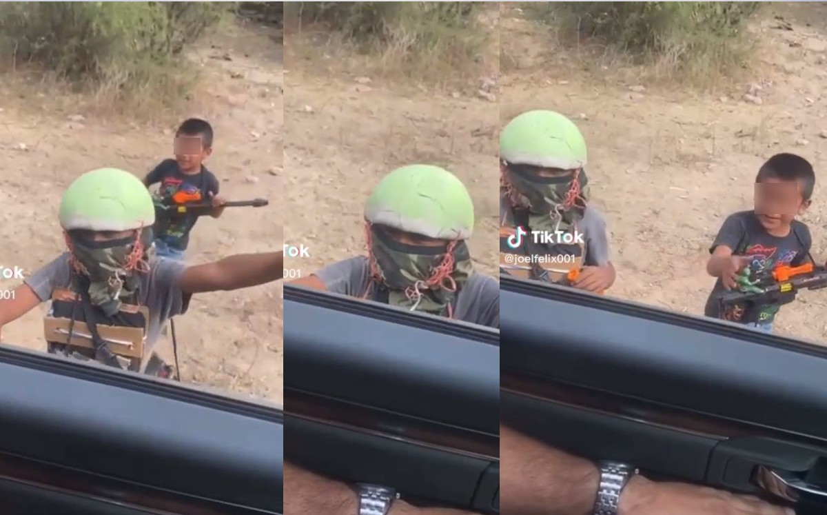 Niños juegan a recrear retén de sicarios y video se hace viral
