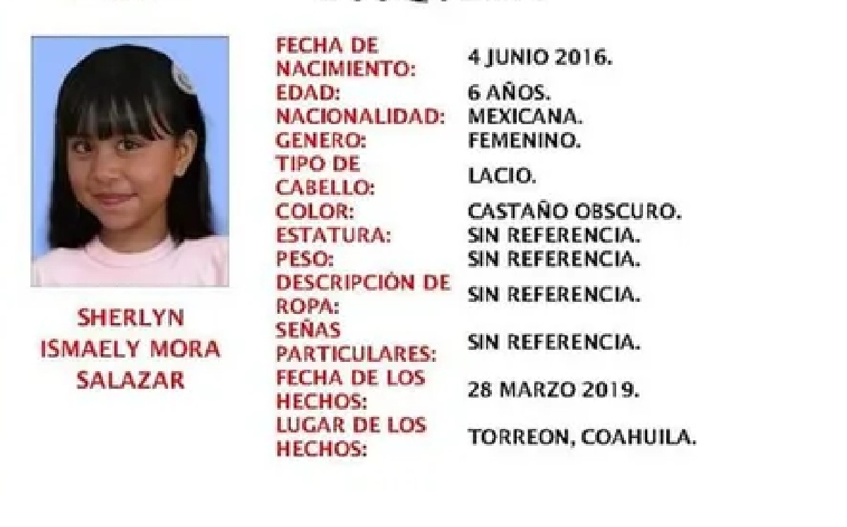 Niña desaparecida en 2019 en Torreón.