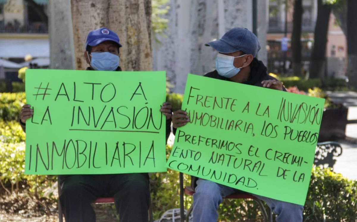 Pobladores de San Andrés Cholula se manifiestan en oposición a proyectos inmobiliarios / Melanie Torres