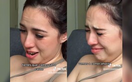 Mujer llora por estar a dieta y no poder comprar una hamburguesa.