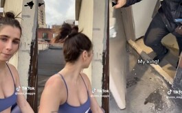 Mujer atrapada es rescatada por repartidor