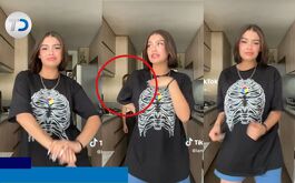 TikTok; joven se graba bailando y alguien aparece detrás en el video
