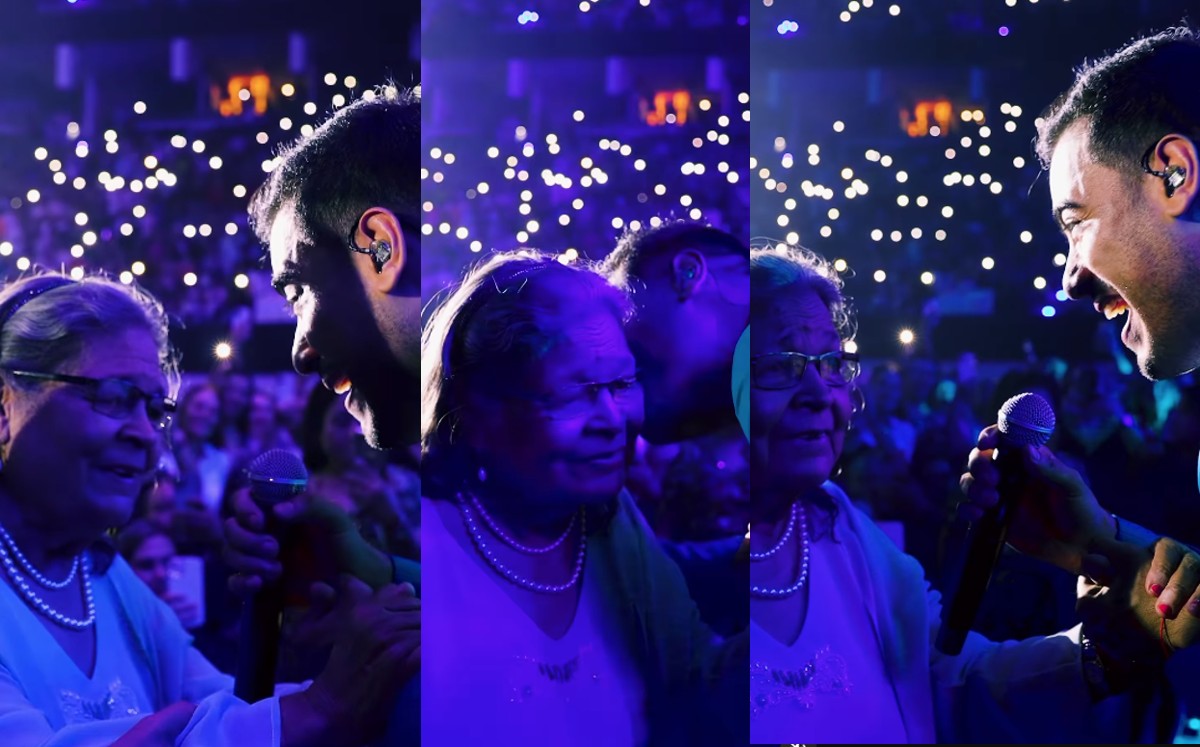 Carlos Rivera le canta a su abuelita durante concierto en Torreón