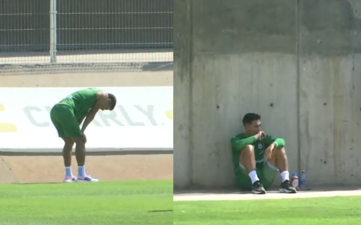 Lucas González sufre por el calor y abandona entrenamiento de Santos | Foto: Mexsport