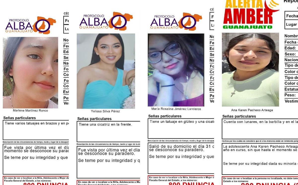 En Celaya 5 mujeres fueron reportadas como desaparecidas en el último mes; una de ellas ya fue localizada | Cortesía