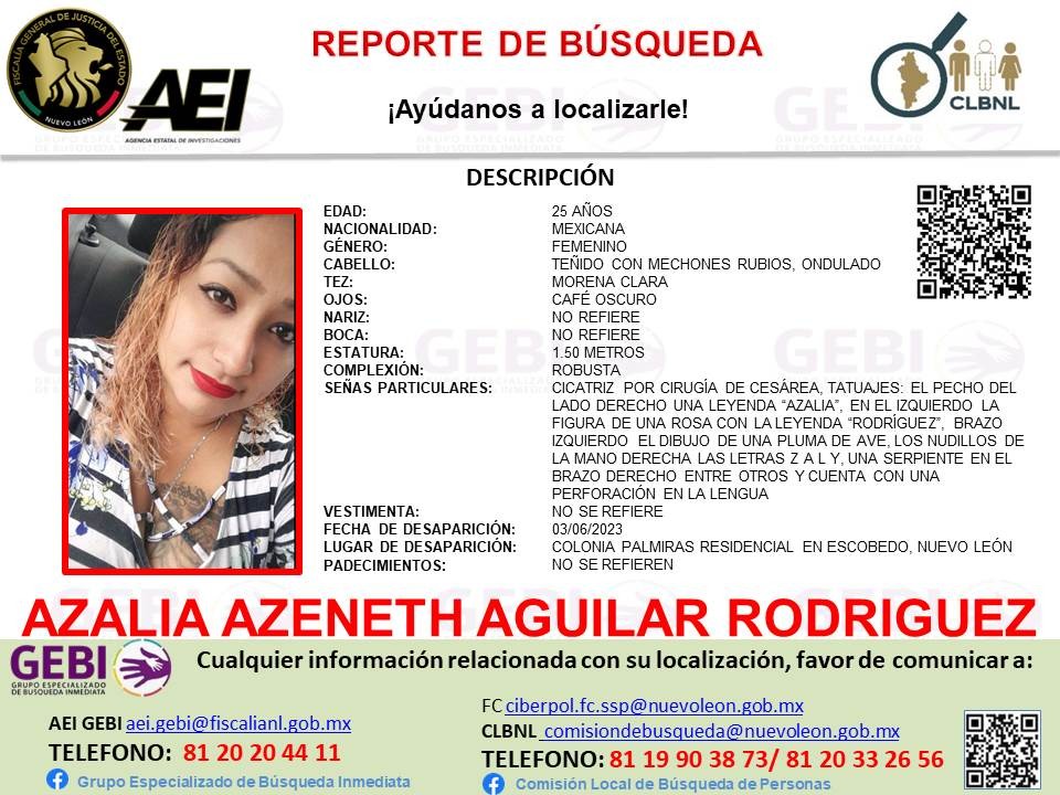 Mujer de 25 años desaparece en Escobedo, Nuevo León / Especial