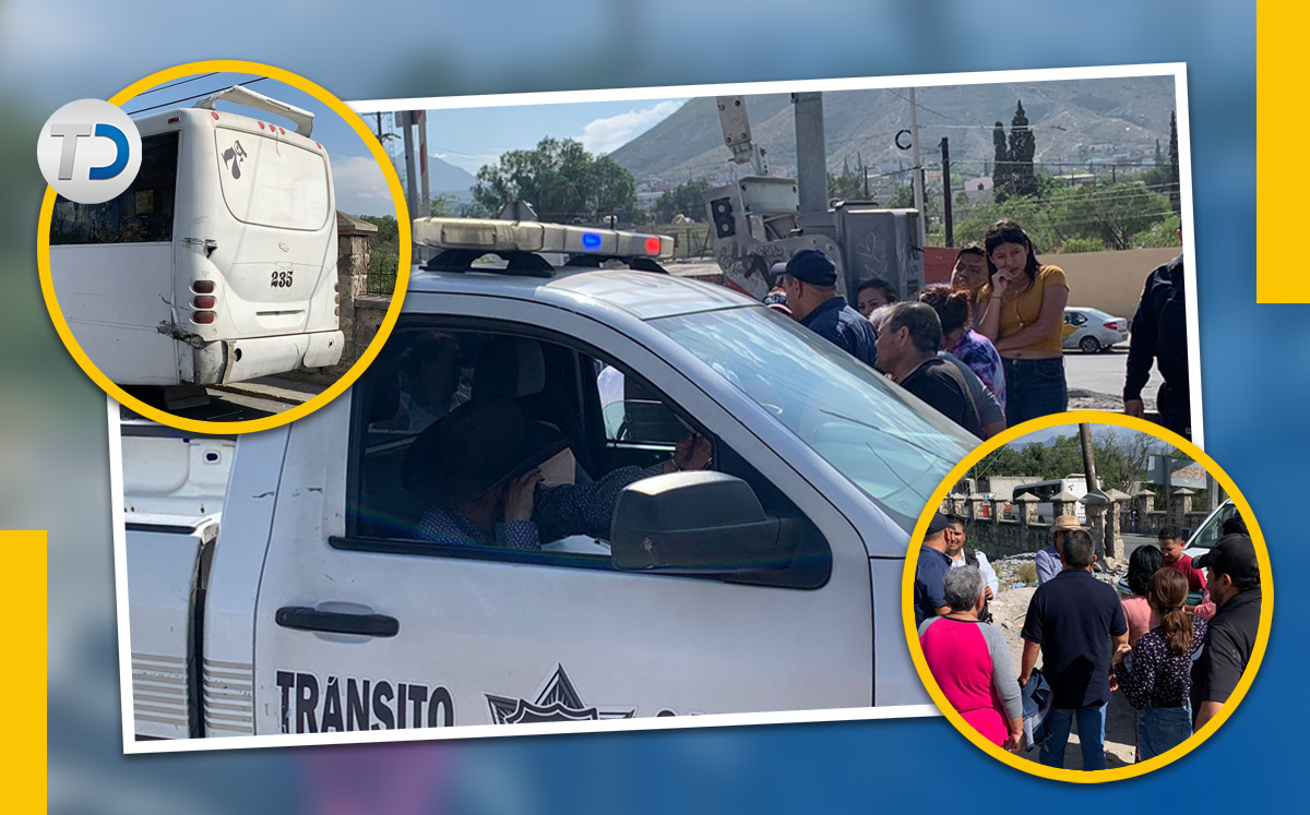 Camión intenta ganarle paso al tren y terminan 7 personas lesionadas en Saltillo.| Emmanuel Luna| Diseño Antonio Texta