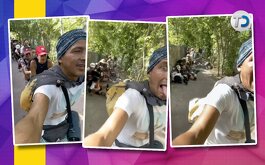 Todo parecía perfecto, hasta que de pronto, una mujer que se encontraba detrás del camarógrafo tropezó, lo que provocó que todos los patinadores cayeran.