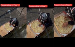 Repartidor come pizza de un cliente