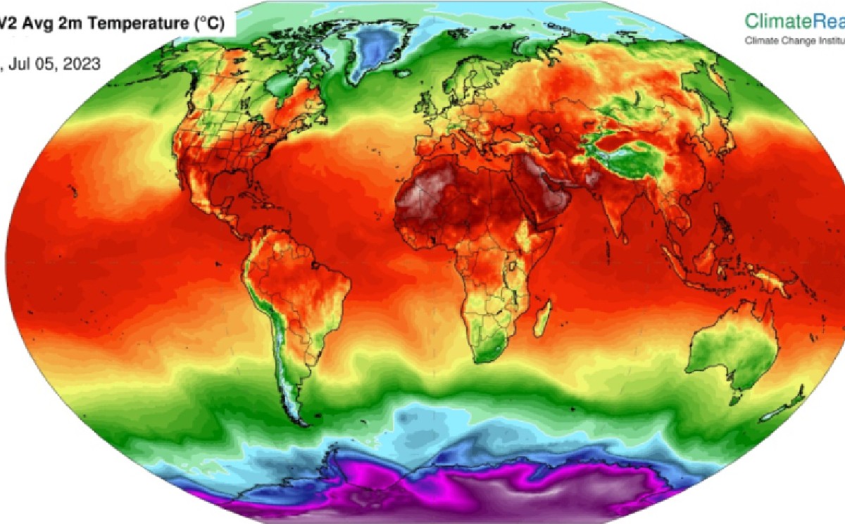 Representación de temperaturas diarias, del 5 de julio │Climate Change Institute - University of Maine.