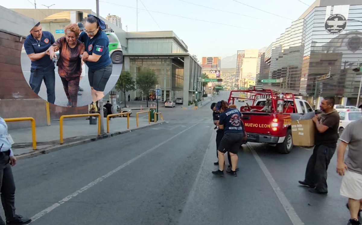 Mujer en situación de calle se desvanece en avenida Pino Suárez en Monterrey. | Agustín Martínez