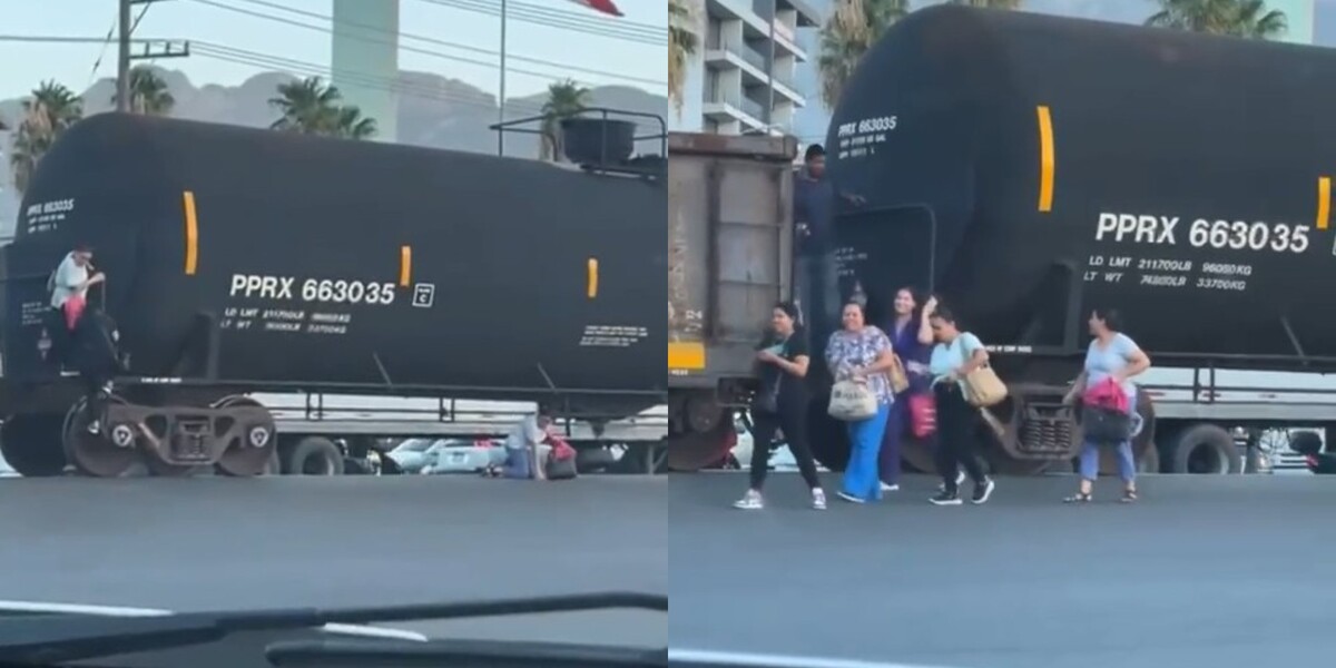 Cruzan tren descarrillado en Monterrey / Especial