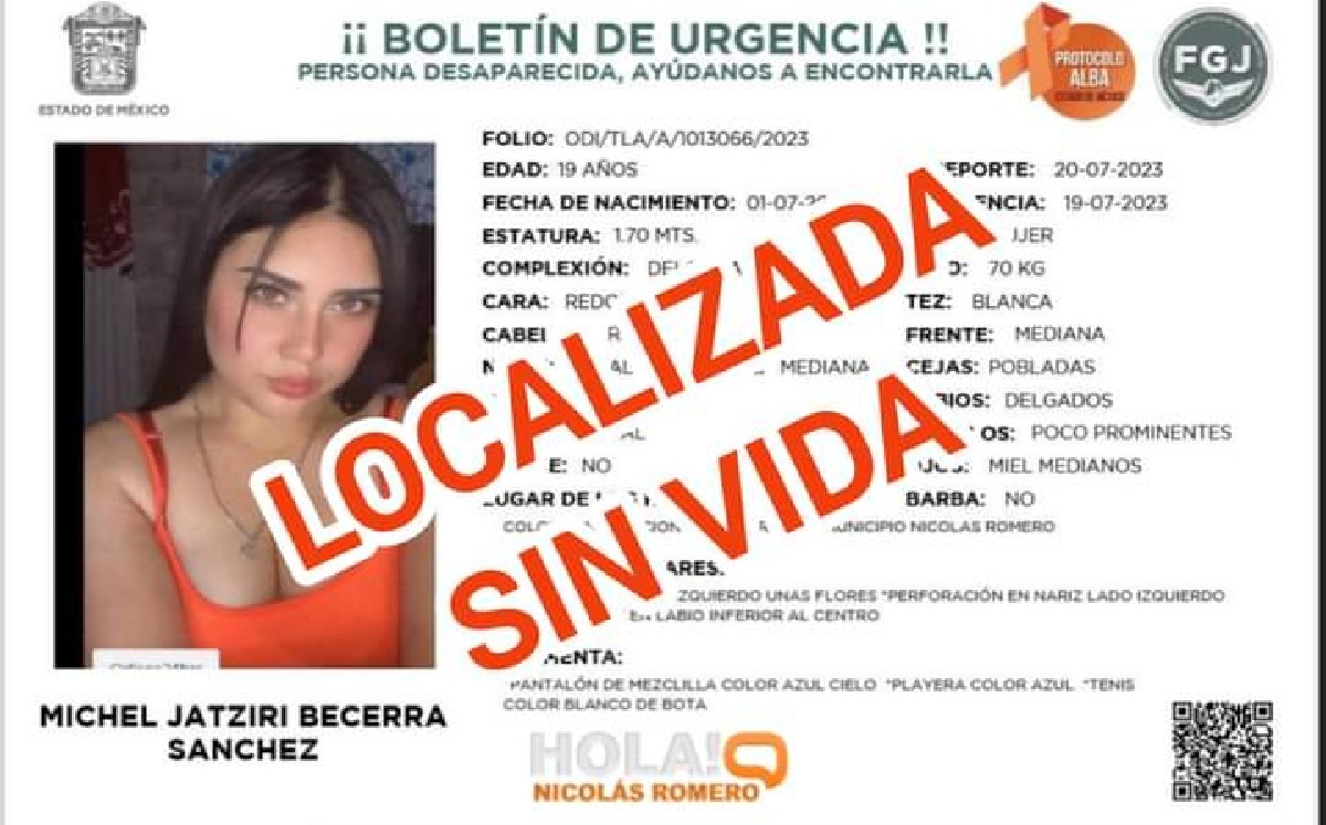 Ficha de búsqueda de Michel Jatziri Becerra Sánchez | Twitter: @antimonumenta