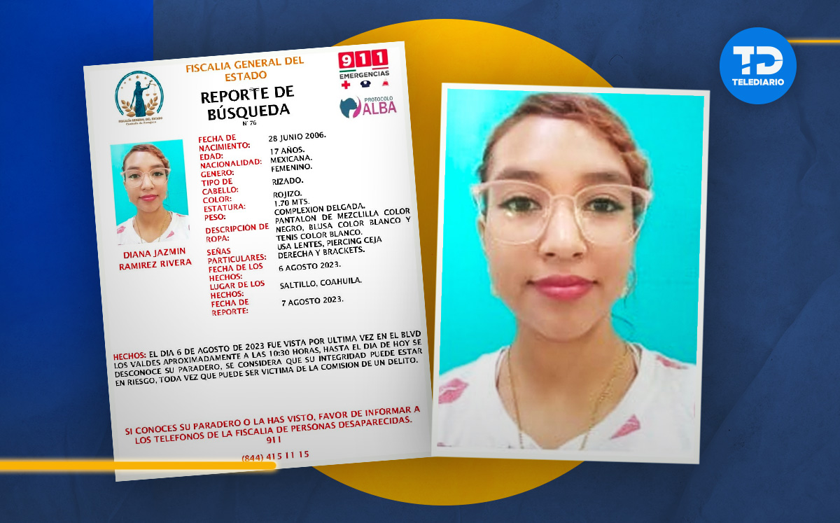 Diana Jazmín desapareció este 6 de agosto en Saltillo. | Diseño: Margarita Salmorán