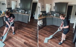 Mujer limpiando su casa