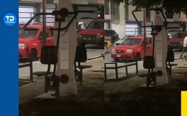 Máquina para hacer ejercicio moviéndose sola en parque.