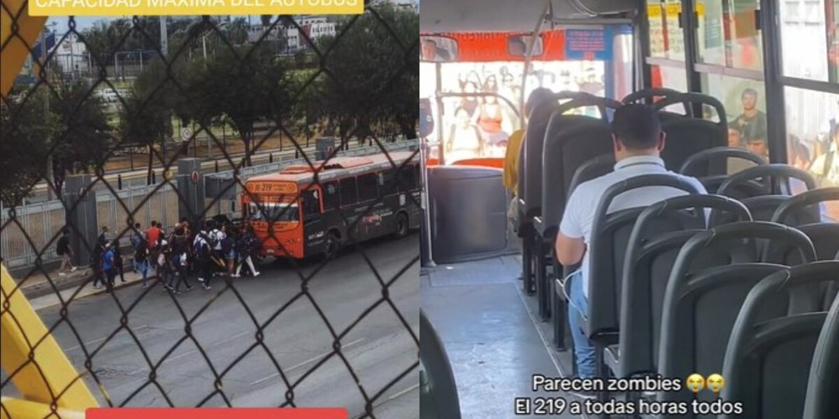 Estudiantes hacen largas filas para abordar ruta 219 / Especial