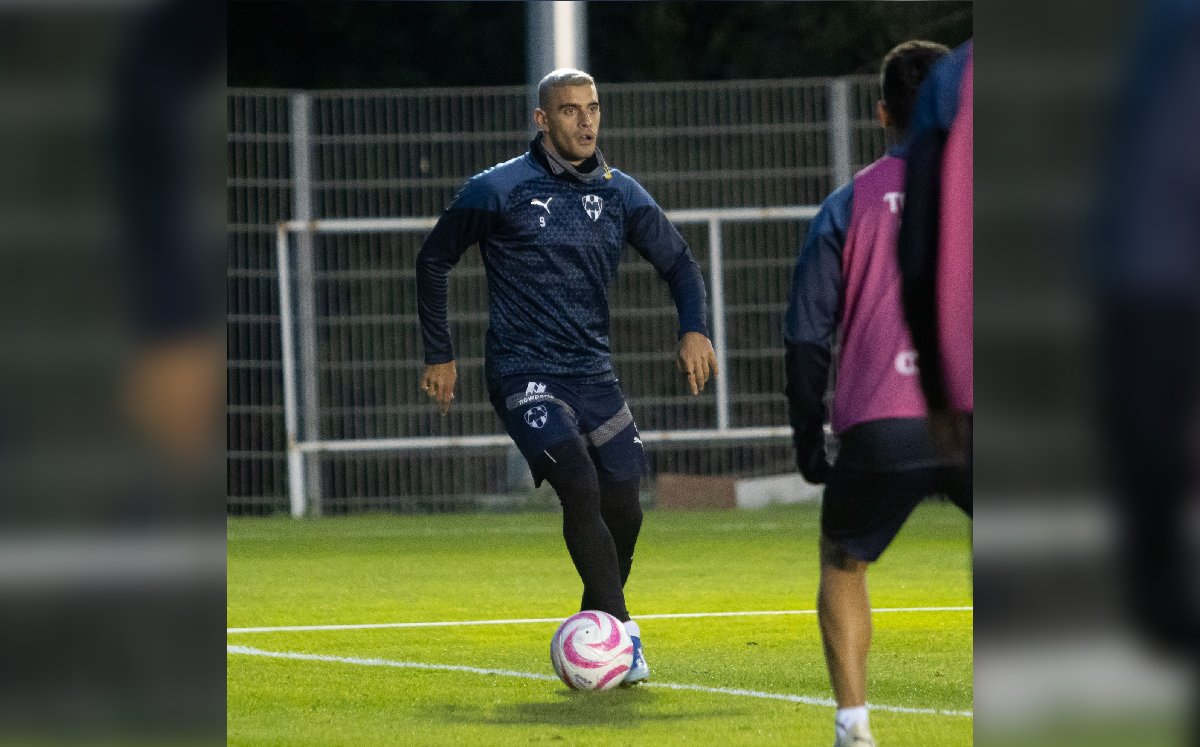 Germán Berterame durante el entrenamiento con Rayados / CORTESÍA: @Rayados