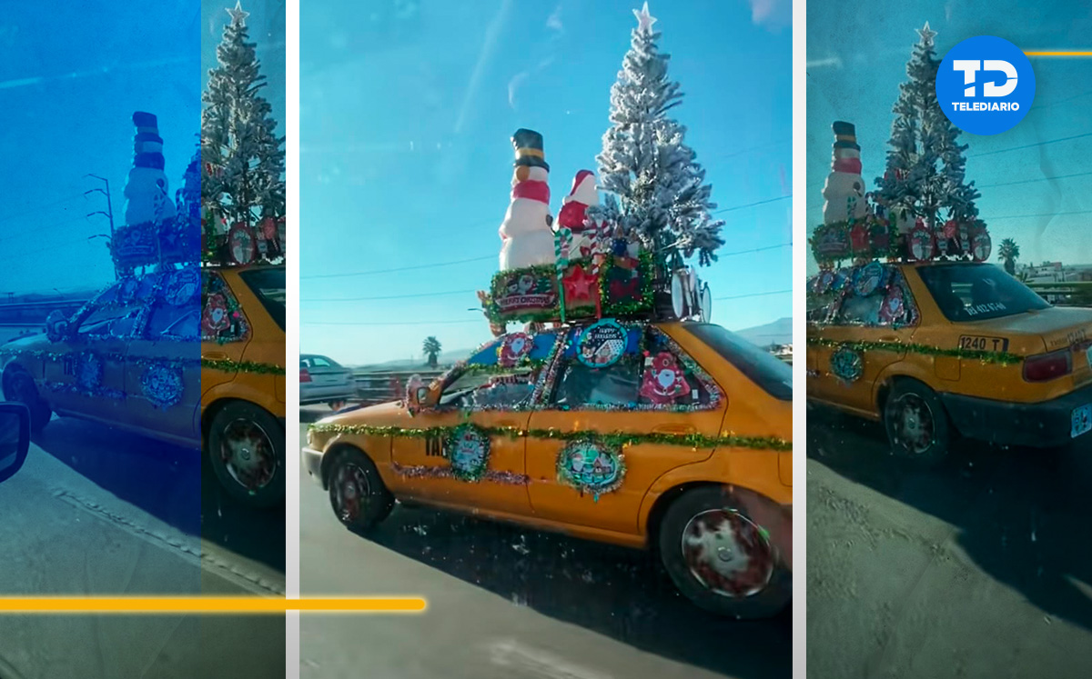 Taxi navideño en Saltillo. | Oscar Ávila