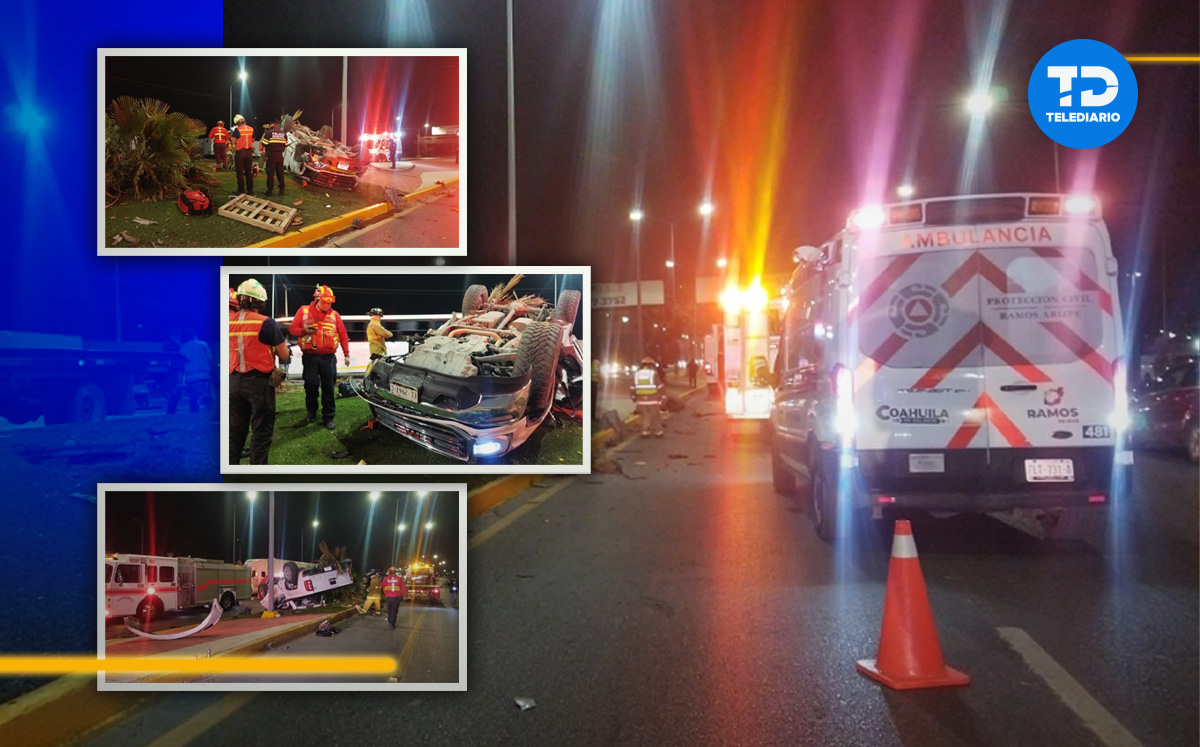 Volcadura deja un hombre muerto en bulevar Miguel Ramos Arizpe. | Diseño Margarita Salmorán
