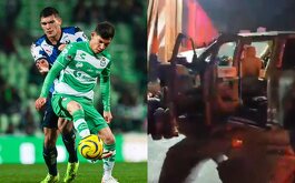 Incidente tras el partido Santos vs Rayados / CORTESÍA: Mexsport y captura de video