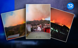 Brigadas de bomberos trabajan para sofocar incendio forestal en Ixtacamaxtitlán, en Puebla.