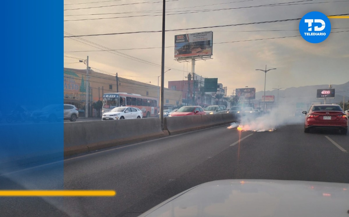 Incendio y caída de cable provoca caos vial en avenida Garza Sada en Monterrey. | Agustín Martínez