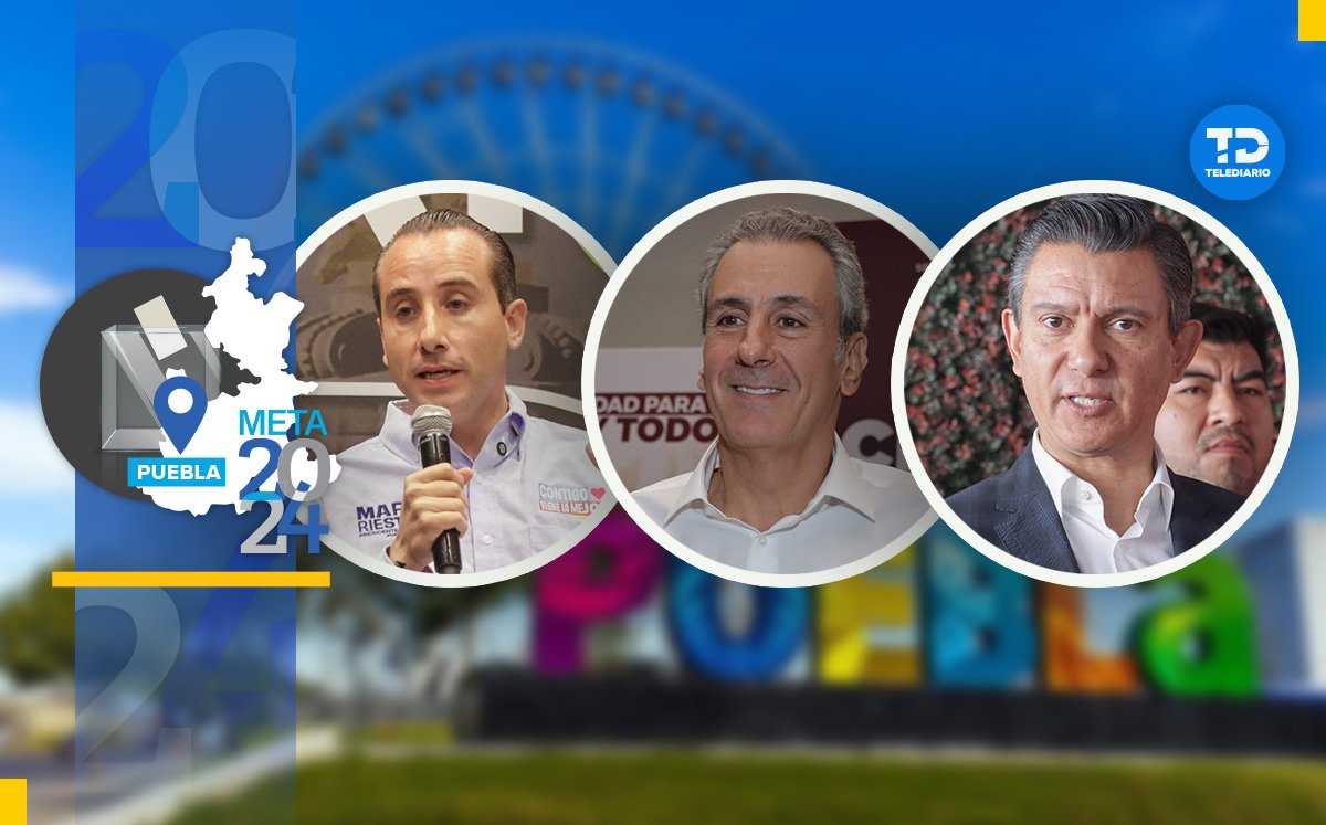 Mario Riestra, José Chedraui y Rafael Cañedo, los tres aspirantes a la alcaldía de Puebla | Diseño: Oscar Ávila / Agencia Es Imagen