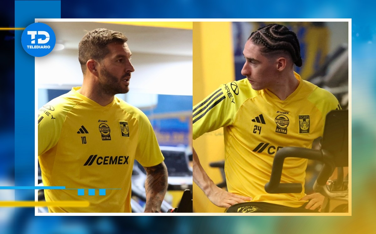 Gignac y Marcelo Flores realizando trabajo regenerativo. / @TigresOficial