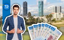 zona residencial con un hombre y dinero