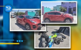 Tras chocar contra la llanta de la camioneta, el motociclista salió proyectado cerca de 20 metros, resultando con graves lesiones.