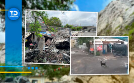Un video captó el momento en que enormes piedras cayeron en dos viviendas de la colonia Fomerrey 106 en Monterrey.