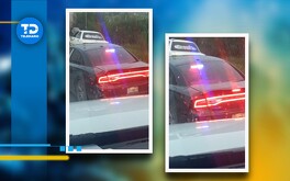 Los conductores de la patrulla clonada le marcan el alto a vehículos que circulan en Óscar Flores Tapia.