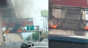 Incendio de puente peatonal en Monterrey