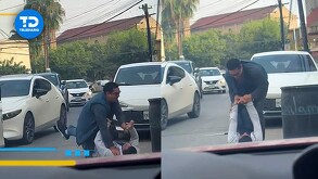 Pelea hombres de Monterrey