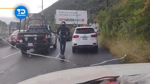 Joven es captado en patín eléctrico en bulevar Rogelio Cantú en Monterrey.