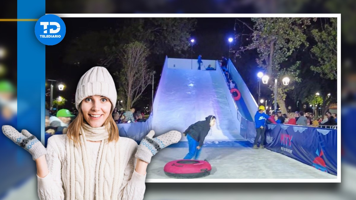 El tobogán de nieve está ubicado en la Plaza Zaragoza en Monterrey. | Especial