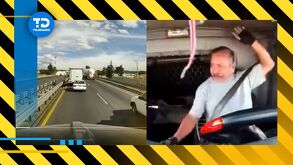 Así fue el momento exacto del choque entre dos tráileres y un Tsuru en la autopista México-Puebla.