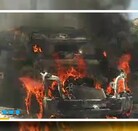 Un camión para traslado de valores se incendió frente al Banco a Bienestar de Mapimí, Durango.
