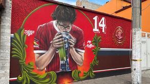 Marcel Ruiz fue inmortalizado en un mural a su honor por un aficionado de Toluca.