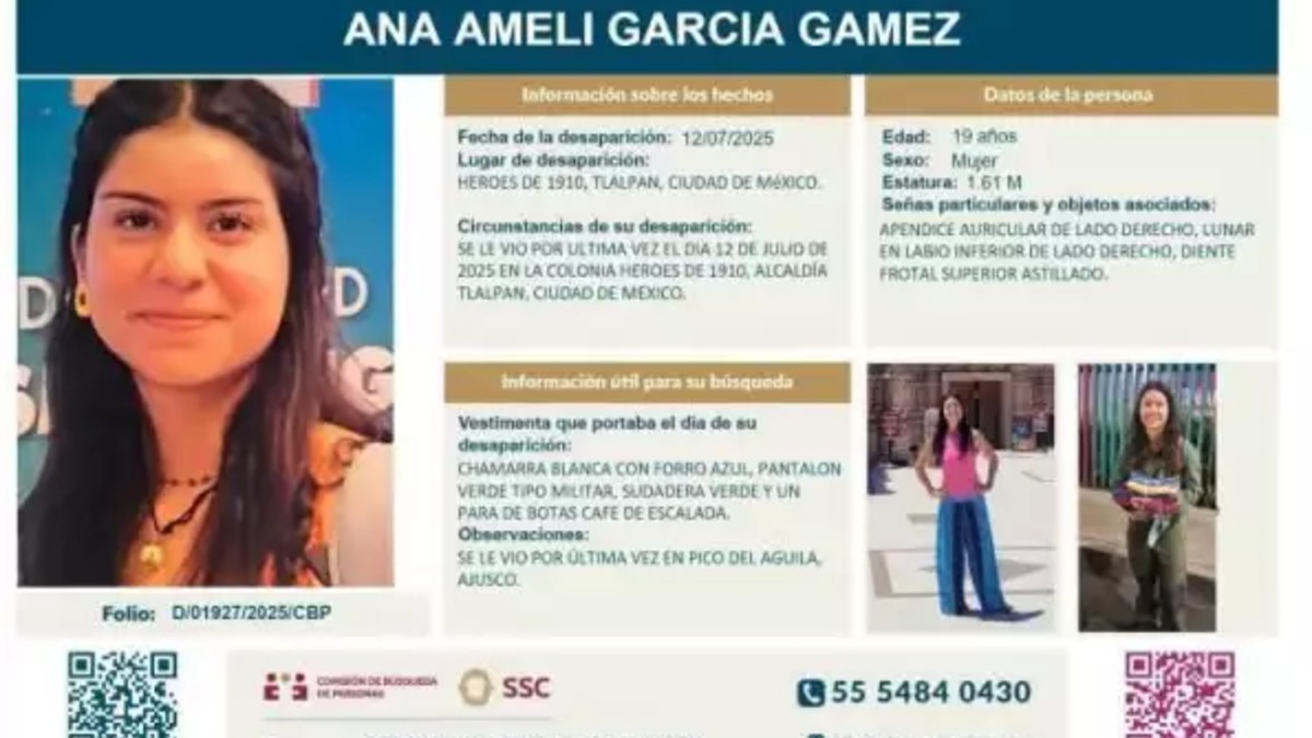 Ana Amelí tiene 19 años y mide 1.61 metros Ana Amelí tiene 19 años y mide 1.61 metros