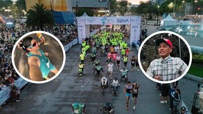 Con pies descalzos y como Forrest Gump, así corrieron dos jóvenes el Medio Maratón CdMx 2025.