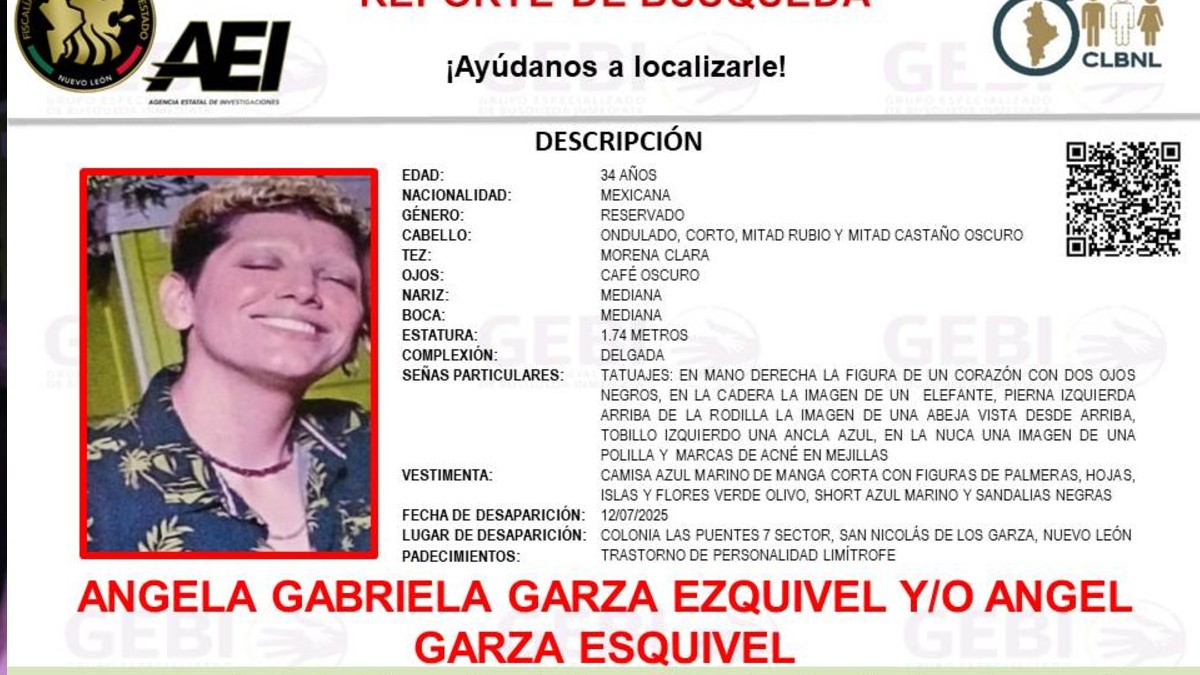 Angela Gabriela Garza, joven desaparecida en Monterrey Angela Gabriela Garza, joven desaparecida en Monterrey