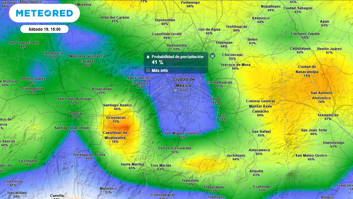 Probabilidad de lluvia en CdMx HOY 19 de julio Probabilidad de lluvia en CdMx HOY 19 de julio