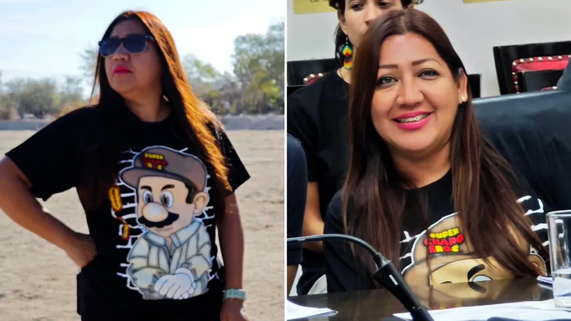María del Carmen Aguilar Mendoza acudir a una reunión de trabajo con un estampado de 