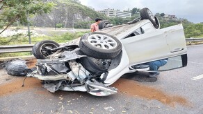 Volcadura en Antonio L Rodríguez