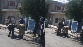 El hombre fue atado y golpeado en la calle
