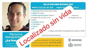 Tras una semana desaparecido, confirman la muerte de Darío Ramírez Uribe, hijo de académicos del Cucea; autoridades aún no revelan detalles del caso.